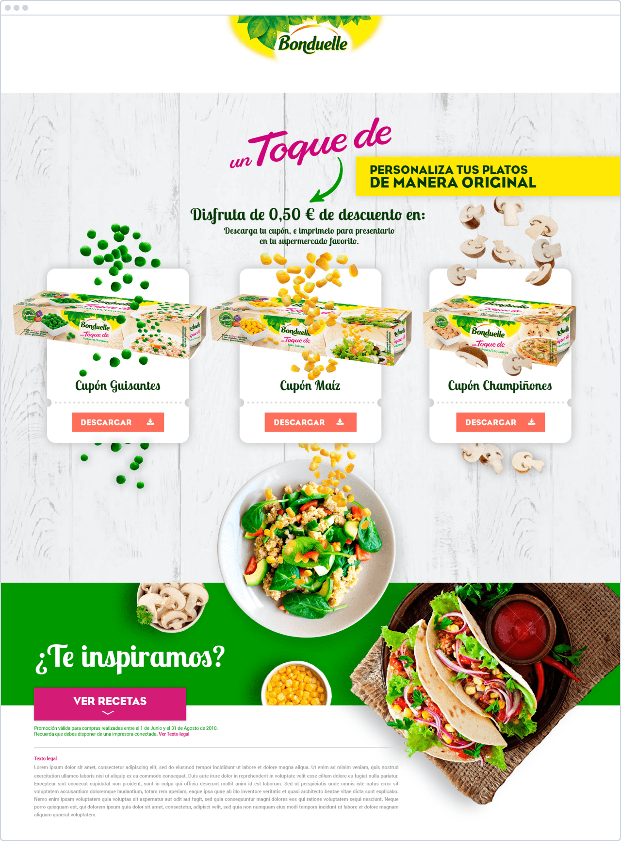 Diseño Landing page Bonduelle